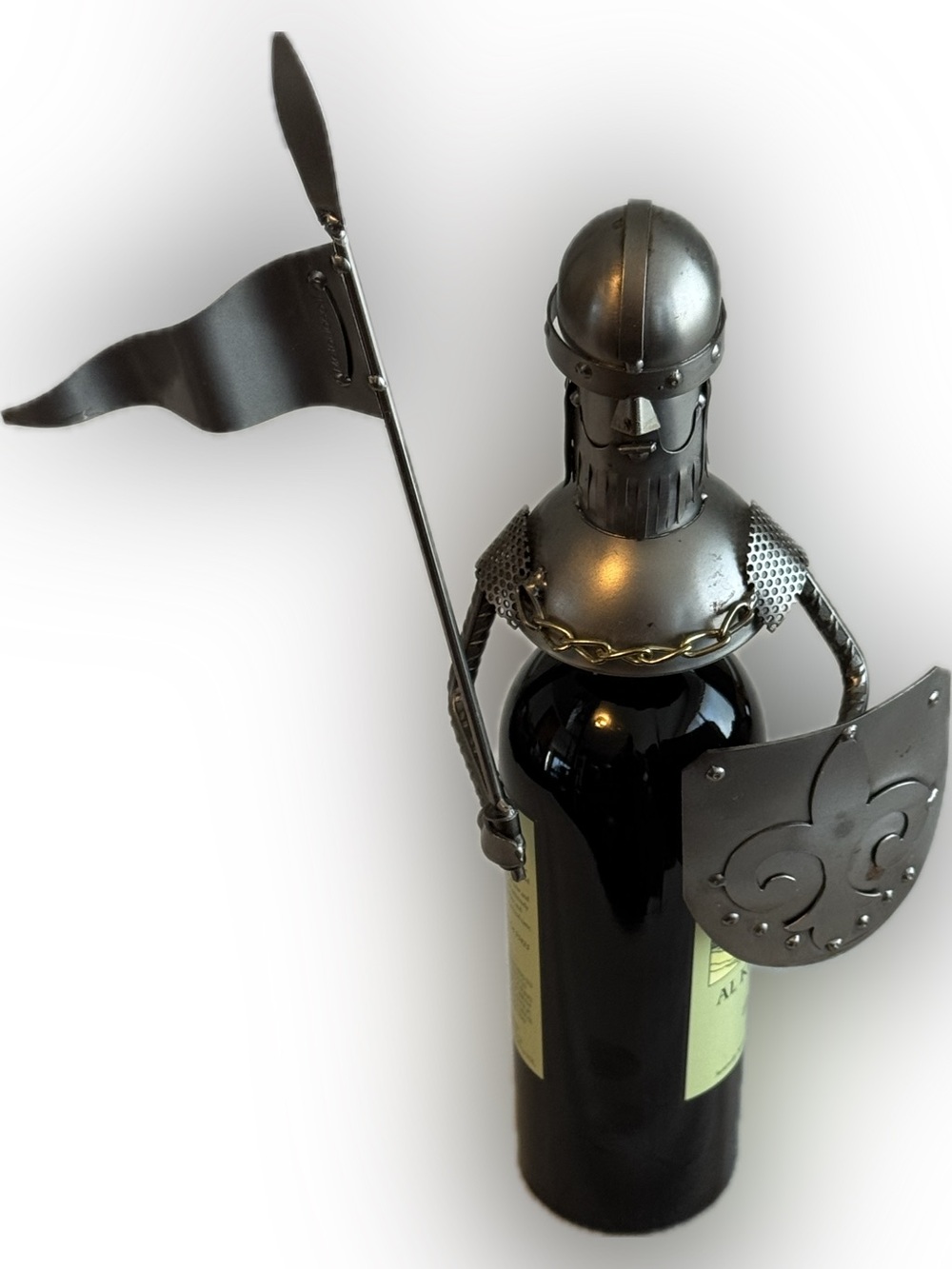 Metalidea Italian Medieval Knight Wine Bottle Holder Armor Sculpture Decor